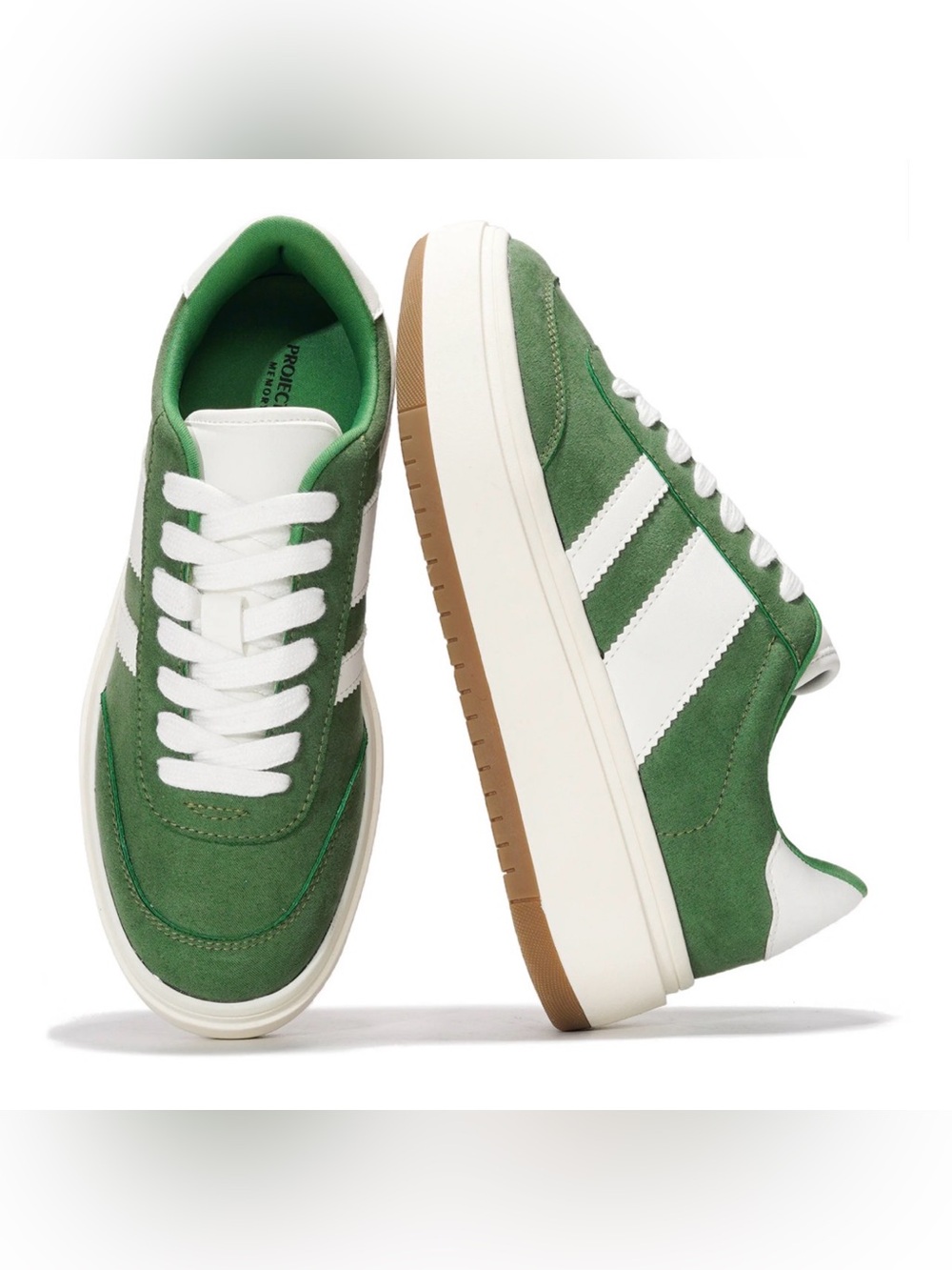 Madden Girl Y2K Navida Sneaker Green Platform White Strip Sneakers Size 9